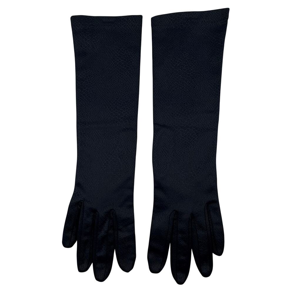 Vintage Bracelet Length Stretch Gloves Women's Size A Navy Blue Made in USA